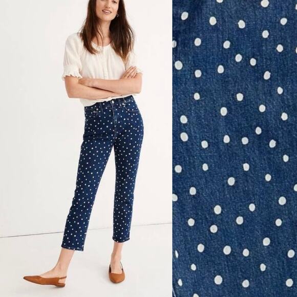Madewell Cropped Jeans with Dot Pattern - Picture 1 of 9